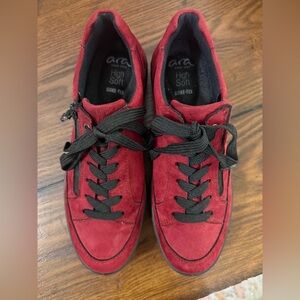 Ara Red and Black Sneakers with Suede Finish water resistant